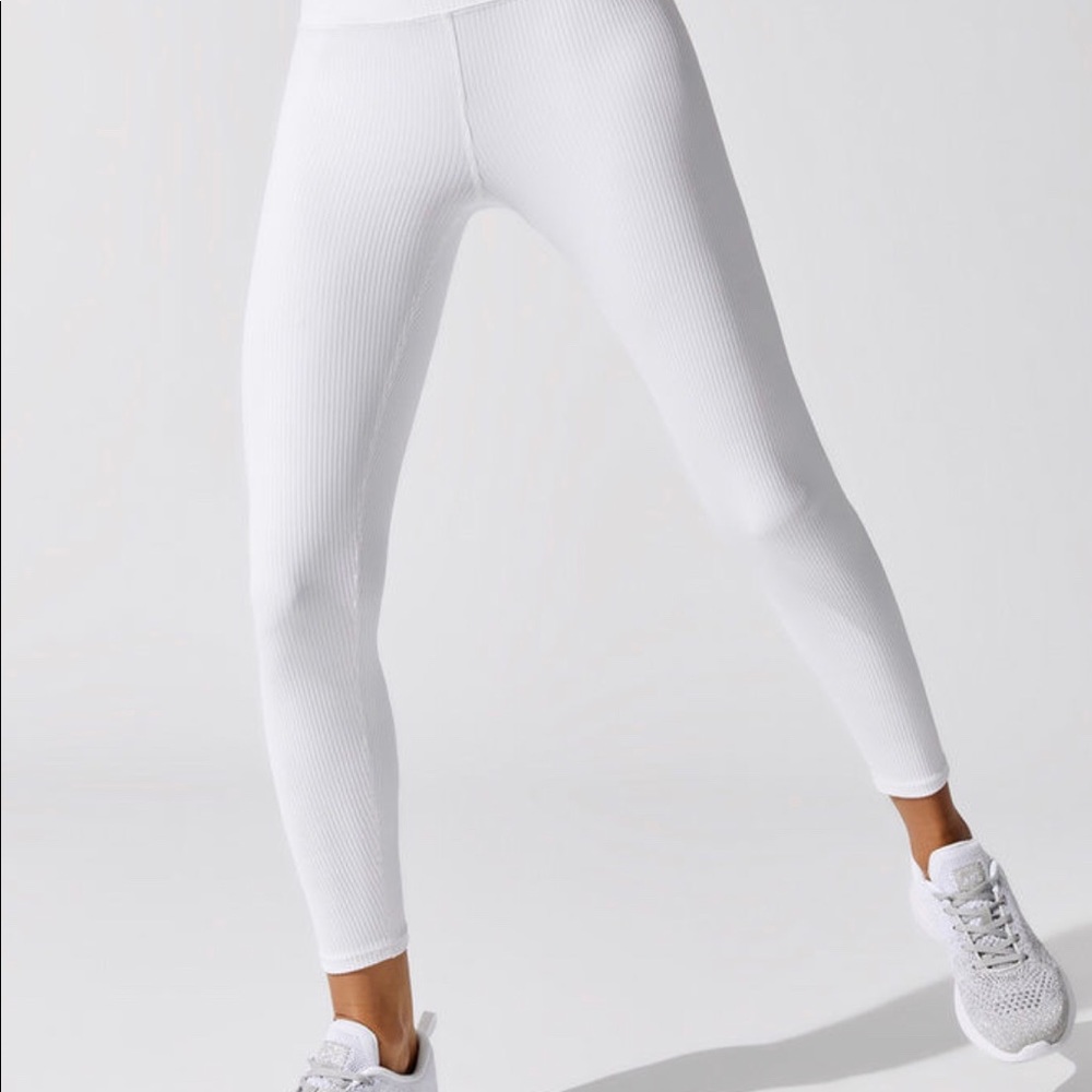 Carbon38 Ribbed Regular Rise 7/8 Legging White - Picture 4 of 8